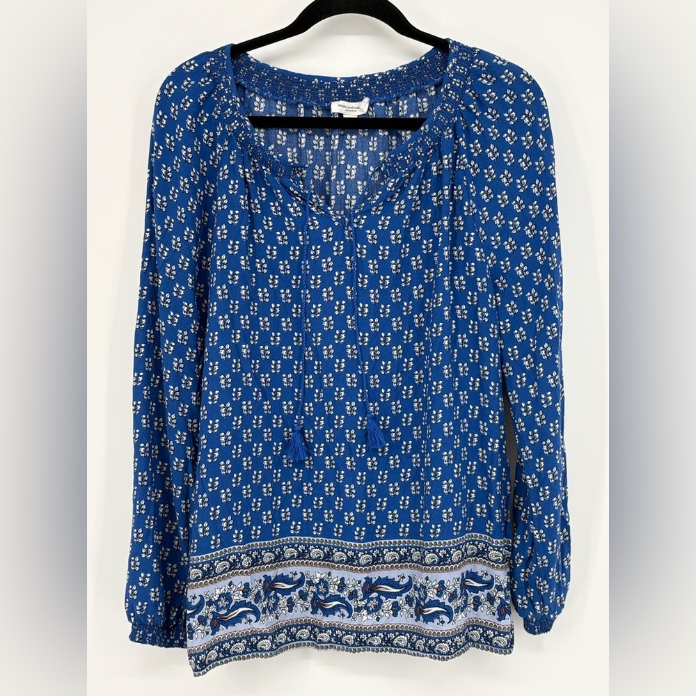 BEACH LUNCH LOUNGE Top Blue Patterned Women’s Medium 100% Viscose